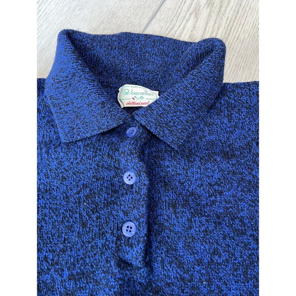 United Colours of Benetton Polo Sweater Shetland Wool Italy VTG | Blue | Size XL - Picture 7 of 15